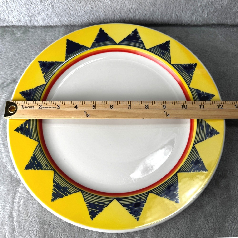 Homer Laughlin Sunburst Salerno Dinner Plate Platter Yellow Geometric USA - Picture 4 of 8